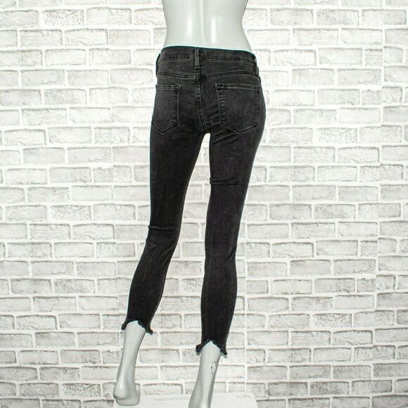 FRAME Denim Women's 24 Le Skinny De Jeanne Jeans Crop Triangle Raw hem Tull Gray - Picture 4 of 13